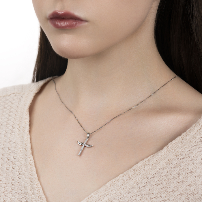 Срібний хрестик з фіанітами. Артикул G00060-P/12/1