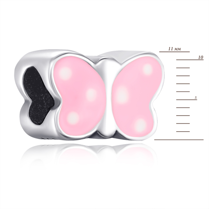 Срібний шарм з рожевою емаллю Метелик  G1578-P/12/849