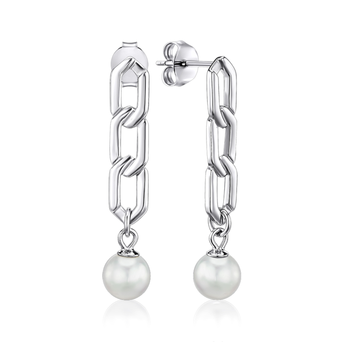 Срібні сережки з перлиною. Артикул GE02208A-E/12/4570