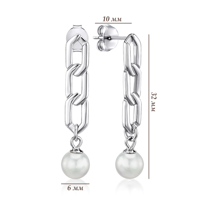 Срібні сережки з перлиною. Артикул GE02208A-E/12/4570