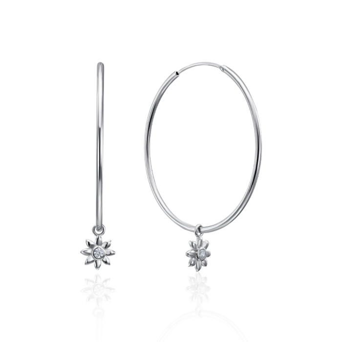 Серебряные серьги-конго с фианитом. Артикул GE02222A-E/12/1