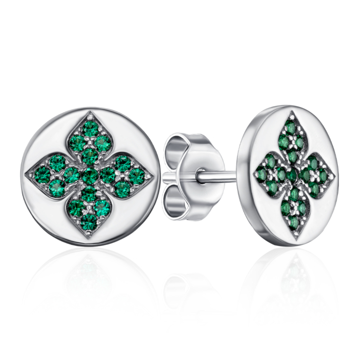 Срібні пусети з фіанітами. Артикул GE02231A-E/12/10