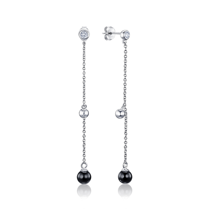 Серебряные серьги с фианитом и пластиком GE02241A-E/12/4592