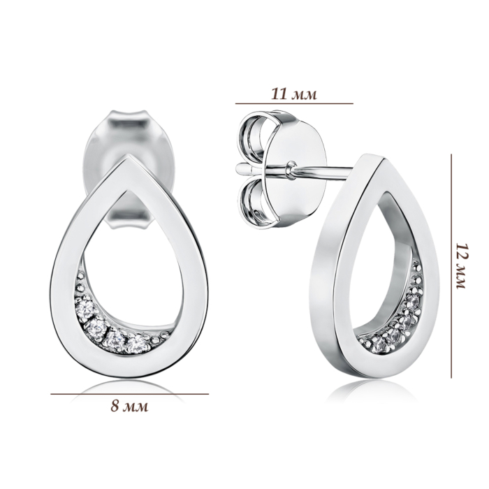 Cрібні сережки з фіанітами GE02366A-E/12/1