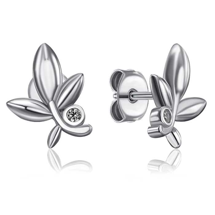 Серебряные пуссеты с фианитом. Артикул GE02373A-E/12/1