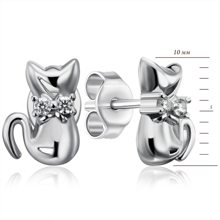 Срібні пусети з фіанітами. Артикул GE02374A-E/12/1