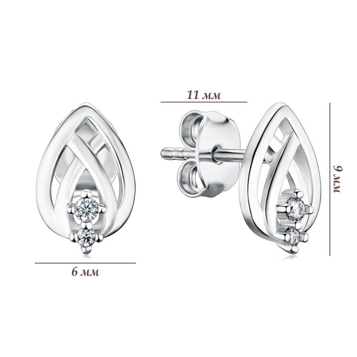 Срібні сережки-пусети з фіанітом GE02403A-E/12/1