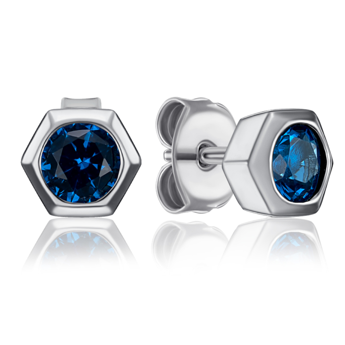 Срібні пусети з фіанітом. Артикул GE02502A-E/12/1549