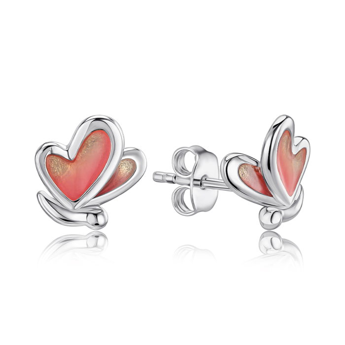 Срібні сережки-пусети "Метелики" з емаллю GE02522A-E/12/849