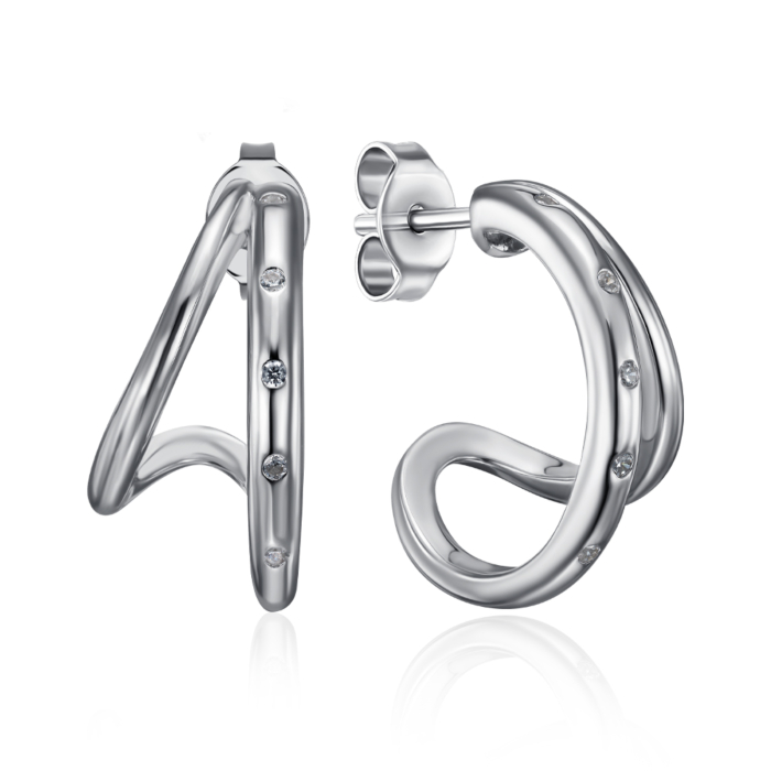 Серебряные пуссеты с фианитами. Артикул GE13918A-E/12/1