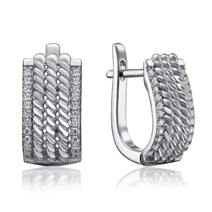 Срібні сережки з фіанітами. Артикул GE13941A-E/12/1