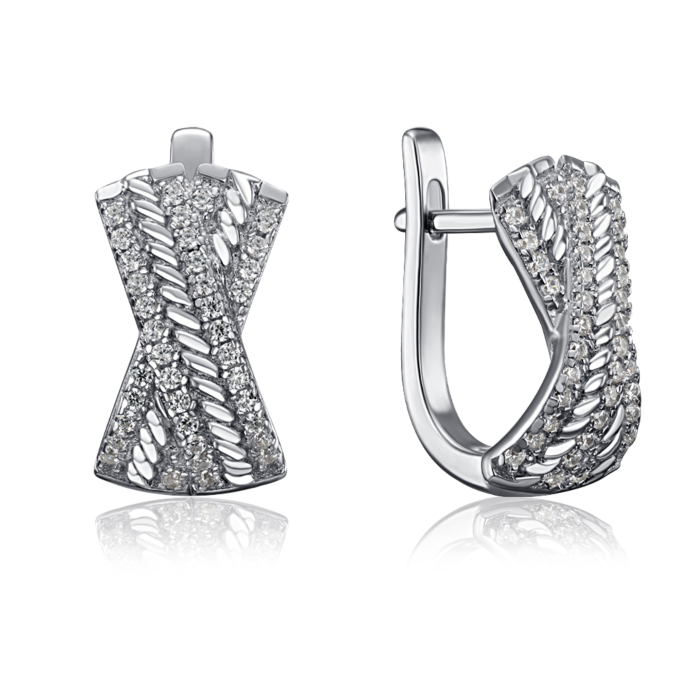 Срібні сережки з фіанітами. Артикул GE13957A-E/12/1