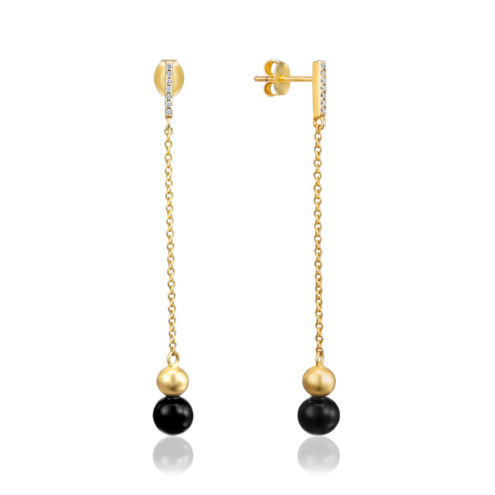 Срібні сережки з пластиком та фіанітами. Артикул GE14063A-E/20/4592