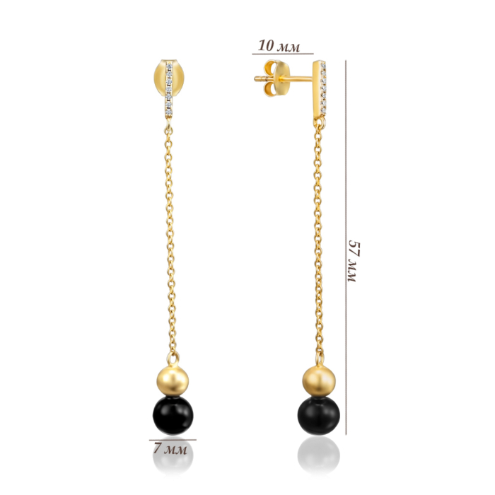 Срібні сережки з пластиком та фіанітами. Артикул GE14063A-E/20/4592