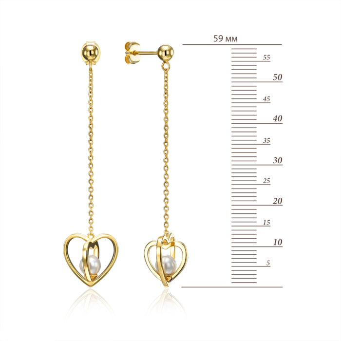 Срібні позолочені сережки з перлами. Артикул GE14149A-E/20/2163