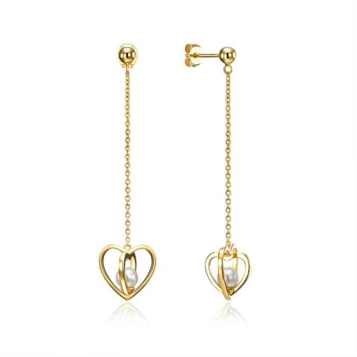 Срібні позолочені сережки з перлами. Артикул GE14149A-E/20/2163