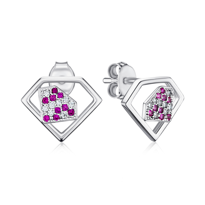 Серебряные серьги-пуссеты с фианитами GE14305A-E/12/1514