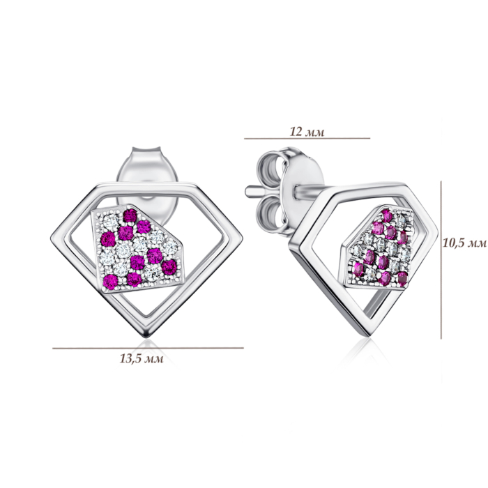 Серебряные серьги-пуссеты с фианитами GE14305A-E/12/1514