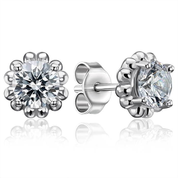 Серебряные пуссеты с фианитом. Артикул GE14371A-E/12/1