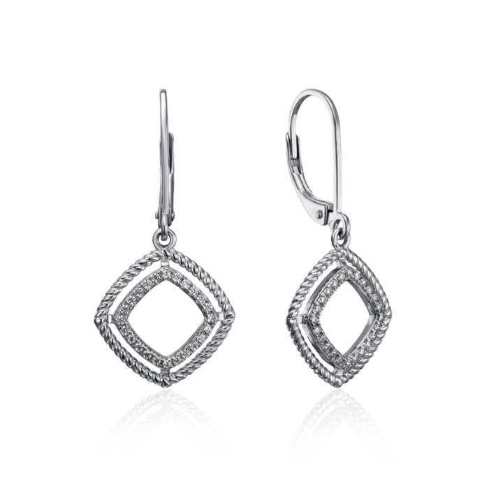 Срібні сережки з фіанітами. Артикул GE14381A-E/12/1