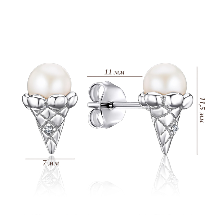 Срібні сережки з перлами. Артикул GE14564A-E/12/2798