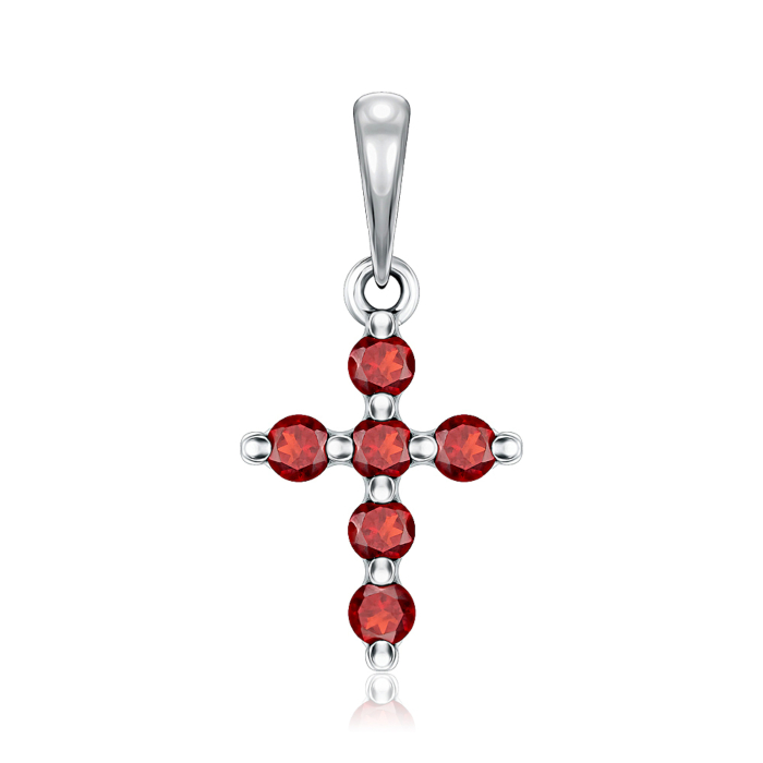 Серебряный крестик с гранатом. Артикул GP2010-P/12/7132