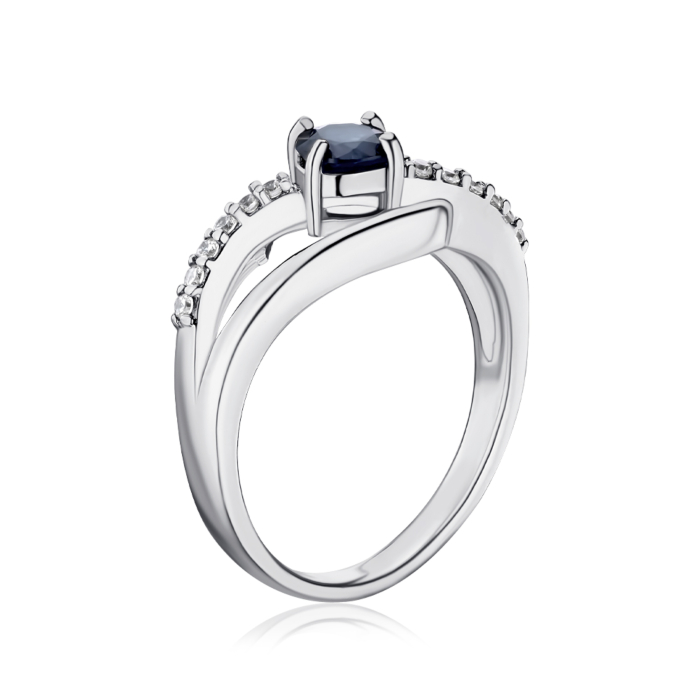 Срібна каблучка з сапфіром та фіанітами GRE1986-R/12/8380