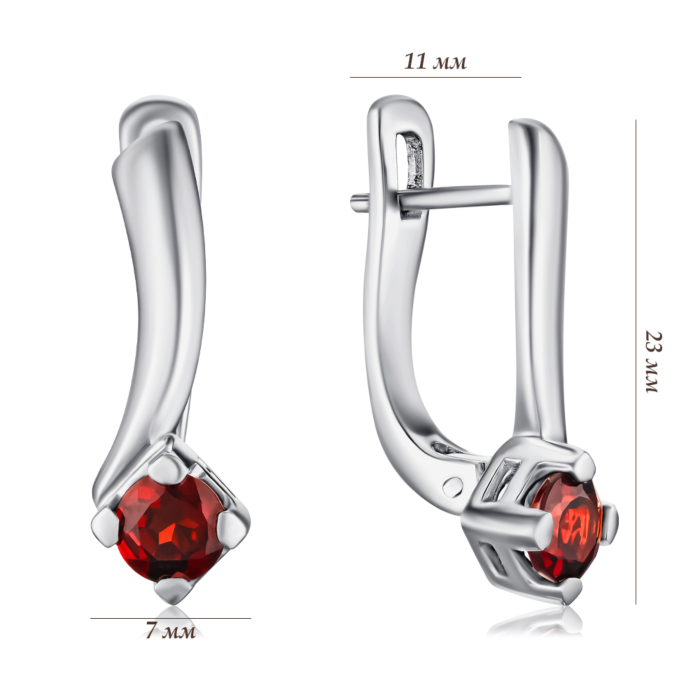 Серебряные серьги с гранатом. Артикул GREP2388-E/12/5086
