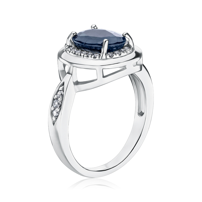 Серебряное кольцо с сапфиром и фианитами GREP2560-R/12/8373