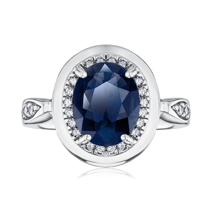 Серебряное кольцо с сапфиром и фианитами GREP2560-R/12/8373
