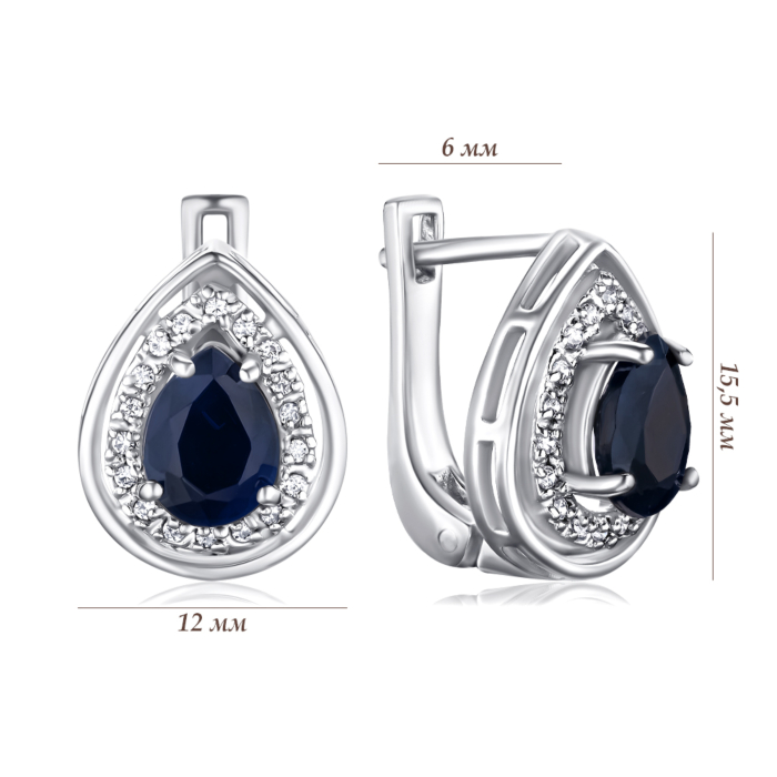 Срібні сережки з сапфіром. Артикул GREP2567-E/12/8897
