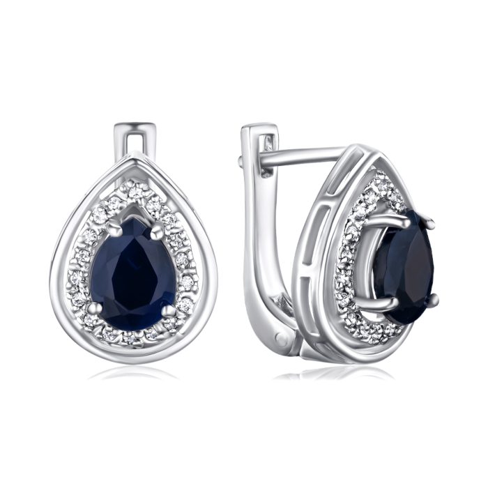 Срібні сережки з сапфіром. Артикул GREP2567-E/12/8897