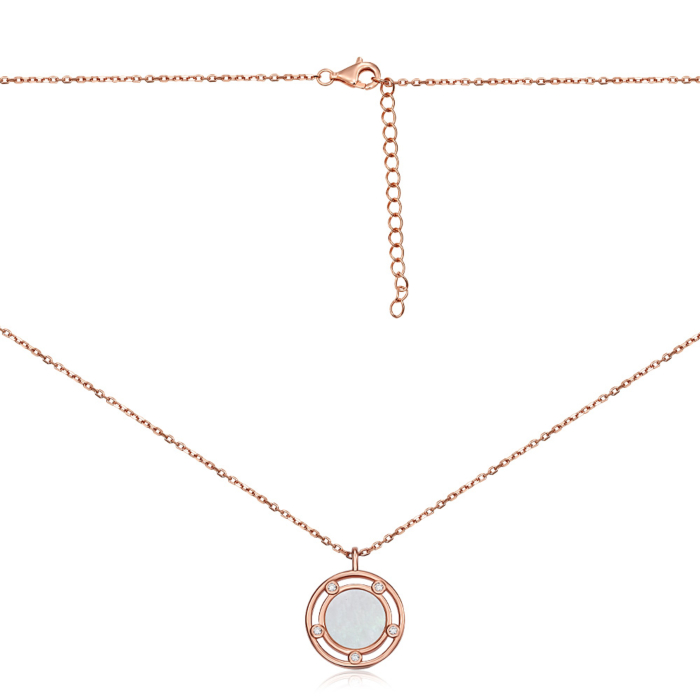 Серебряное позолоченное колье с фианитами и перламутром. Артикул HC-1790-ROSE-K/17/1558