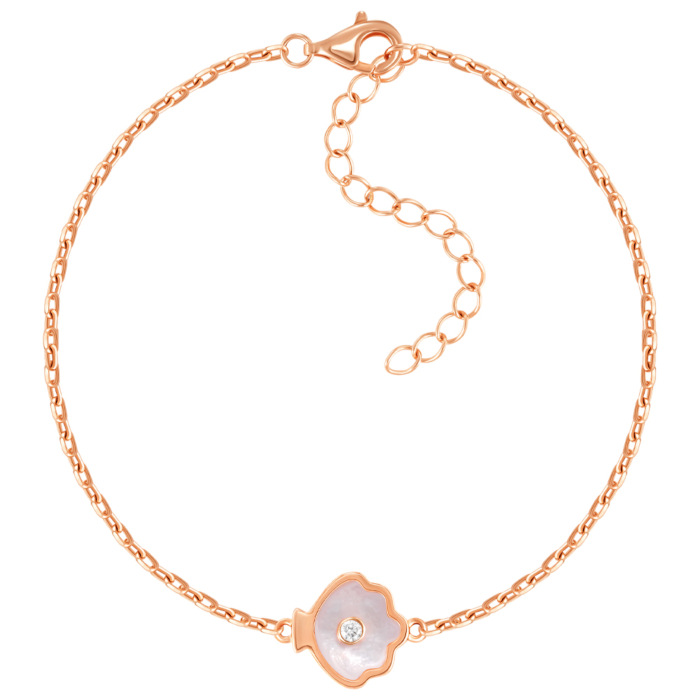 Срібний браслет з перламутром і фіанітом. Артикул HJB-1728-ROSE-B/17/1090