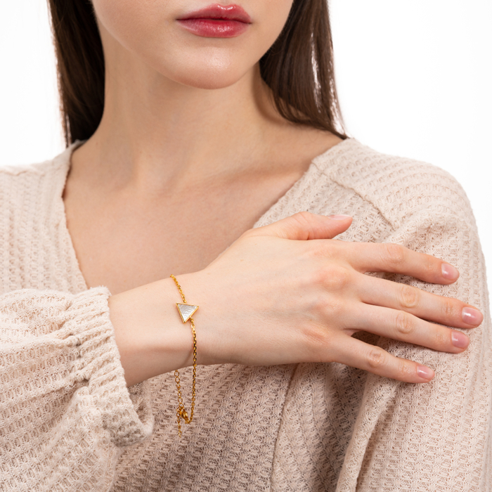 Срібний браслет з перламутром. Артикул HJB-1799-GOLD-B/20/1101