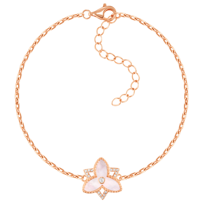 Серебряный браслет с фианитами и перламутром. Артикул HJB-2152-ROSE-B/17/1090