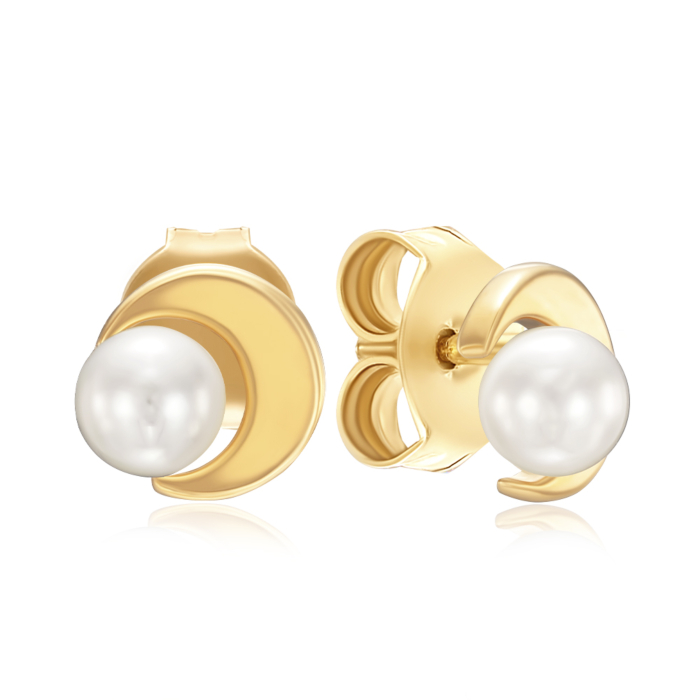 Срібні сережки з перлиною. Артикул HJE-414-GOLD-E/20/4778