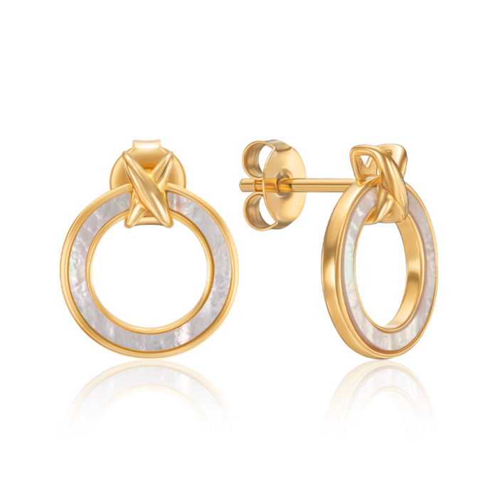 Серебряные серьги с перламутром в позолоте. Артикул HJES-1804-GOLD-E/20/1101