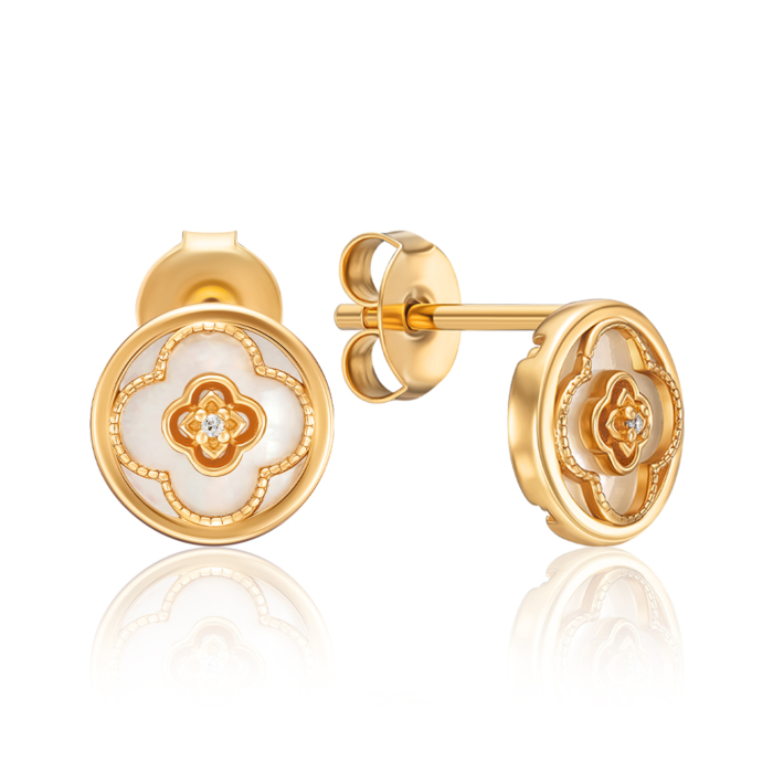 Срібні сережки з перламутром. Артикул HJES-2150-GOLD-E/20/1090