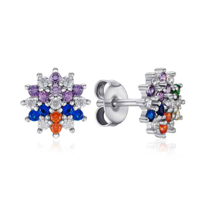 Срібні сережки з фіанітами. Артикул HJES-497-S-E/12/21214