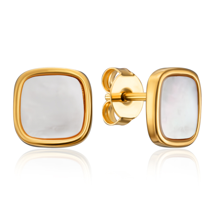 Срібні позолочені сережки з перламутром. Артикул HJES-855-GOLD-E/20/3043