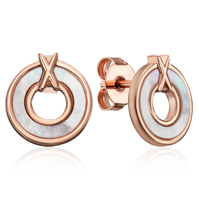 Серебряные позолоченные серьги с перламутром. Артикул HJES-867-ROSE-E/17/4534