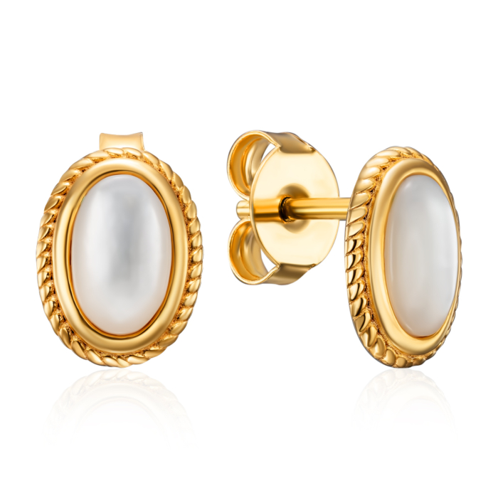 Серебряные позолоченные серьги с перламутром. Артикул HJES-868-GOLD-E/20/4697