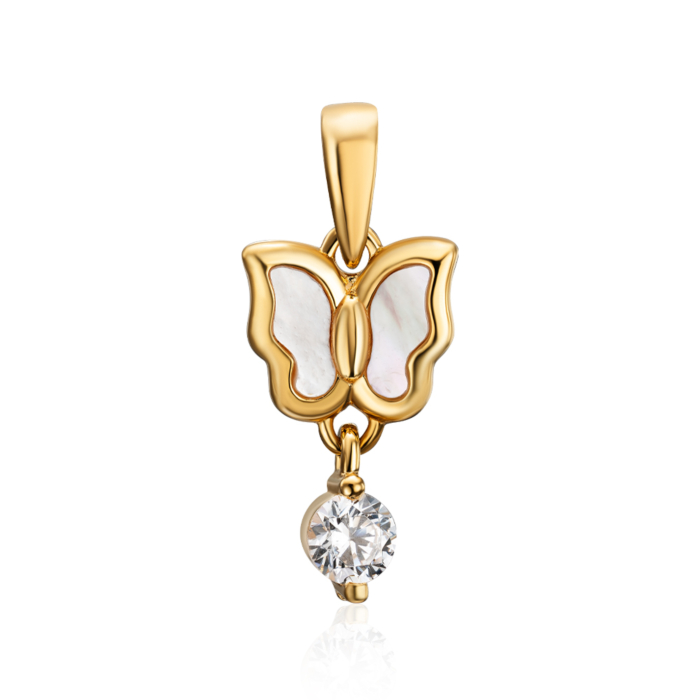 Срібна позолочена підвіска з перламутром та фіанітом. Артикул HJP-842-GOLD-P/20/4510