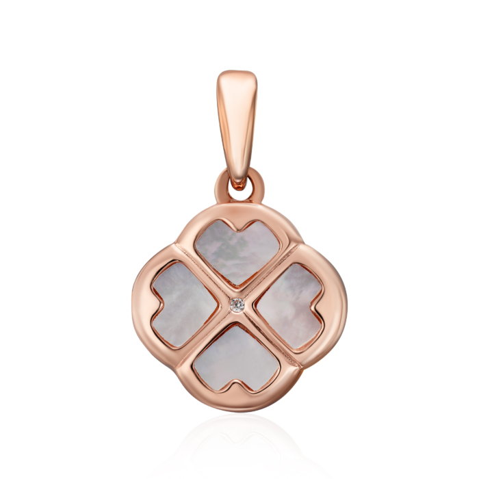 Срібна позолочена підвіска з перламутром та фіанітом. Артикул HJP-849-ROSE-P/17/4510