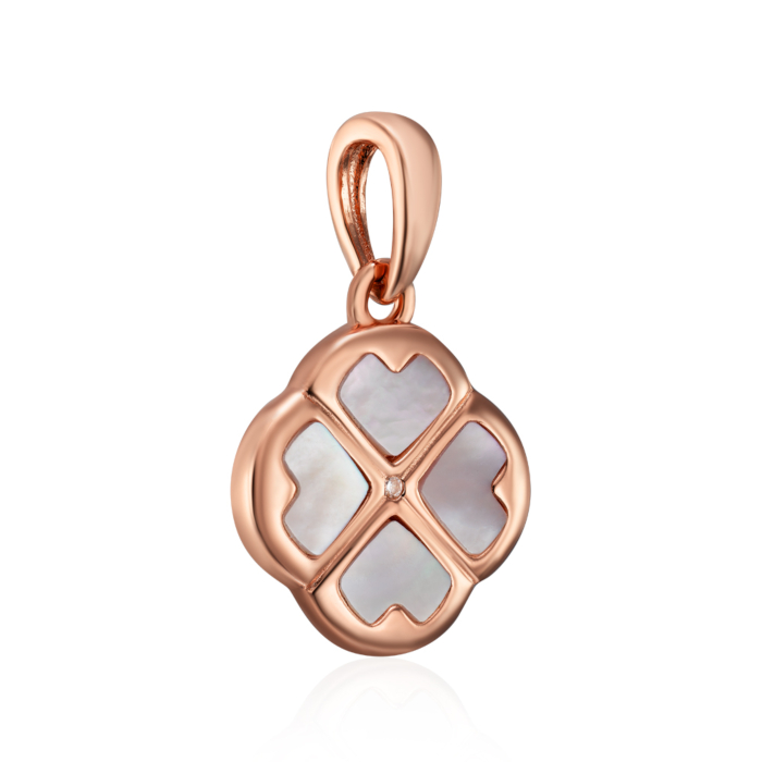 Срібна позолочена підвіска з перламутром та фіанітом. Артикул HJP-849-ROSE-P/17/4510