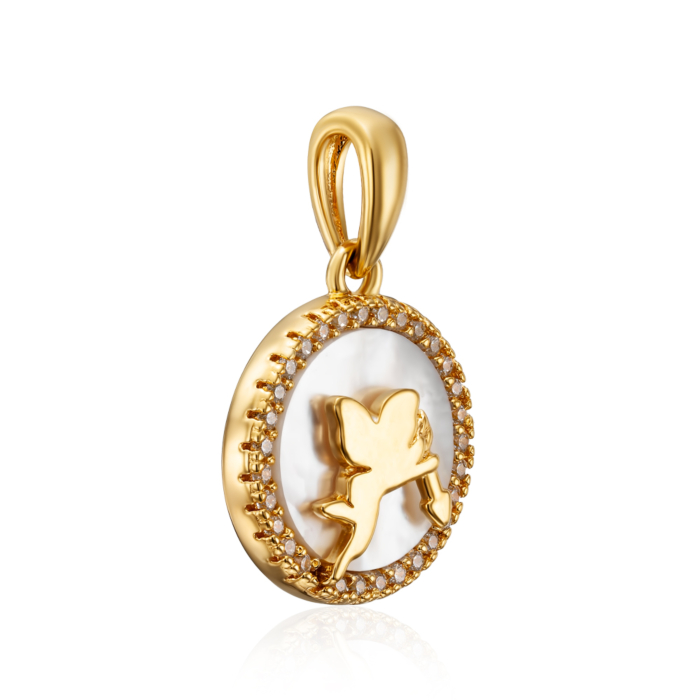Срібна позолочена підвіска з перламутром та фіанітами. Артикул HJP-854-GOLD-P/20/1558
