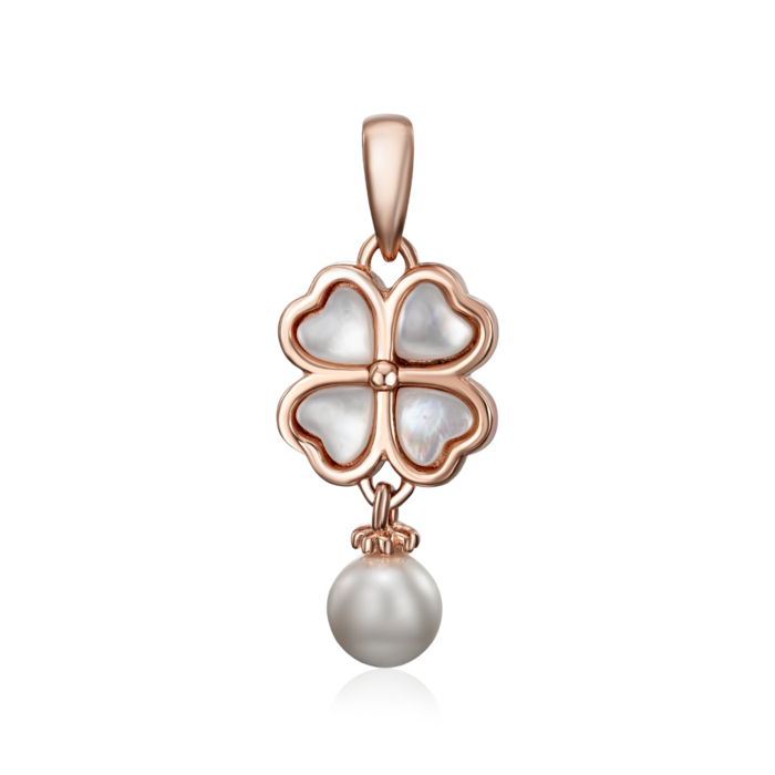 Срібна позолочена підвіска з перламутром та перлиною. Артикул HJP-861-ROSE-P/17/4387