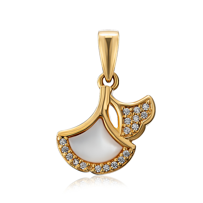 Позолочена срібна підвіска з перламутром і фіанітами. Артикул HJP-864-GOLD-P/20/4510