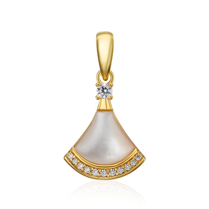 Срібна позолочена підвіска з перламутром та фіанітами. Артикул HJP-870-GOLD-P/20/4510